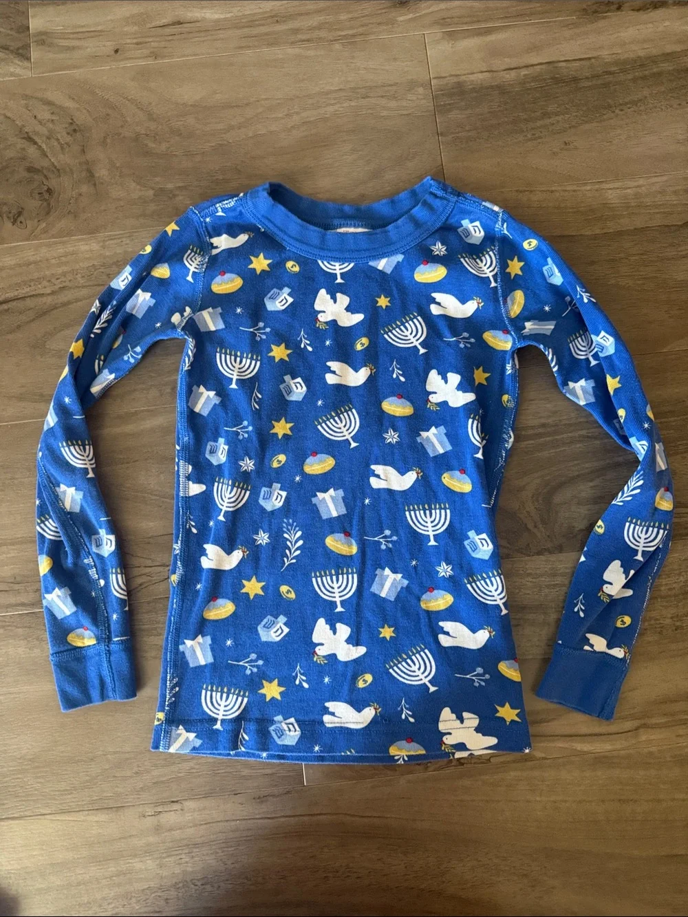 Hanna Andersson Blue Holiday Menorah & Dove Pajama Set